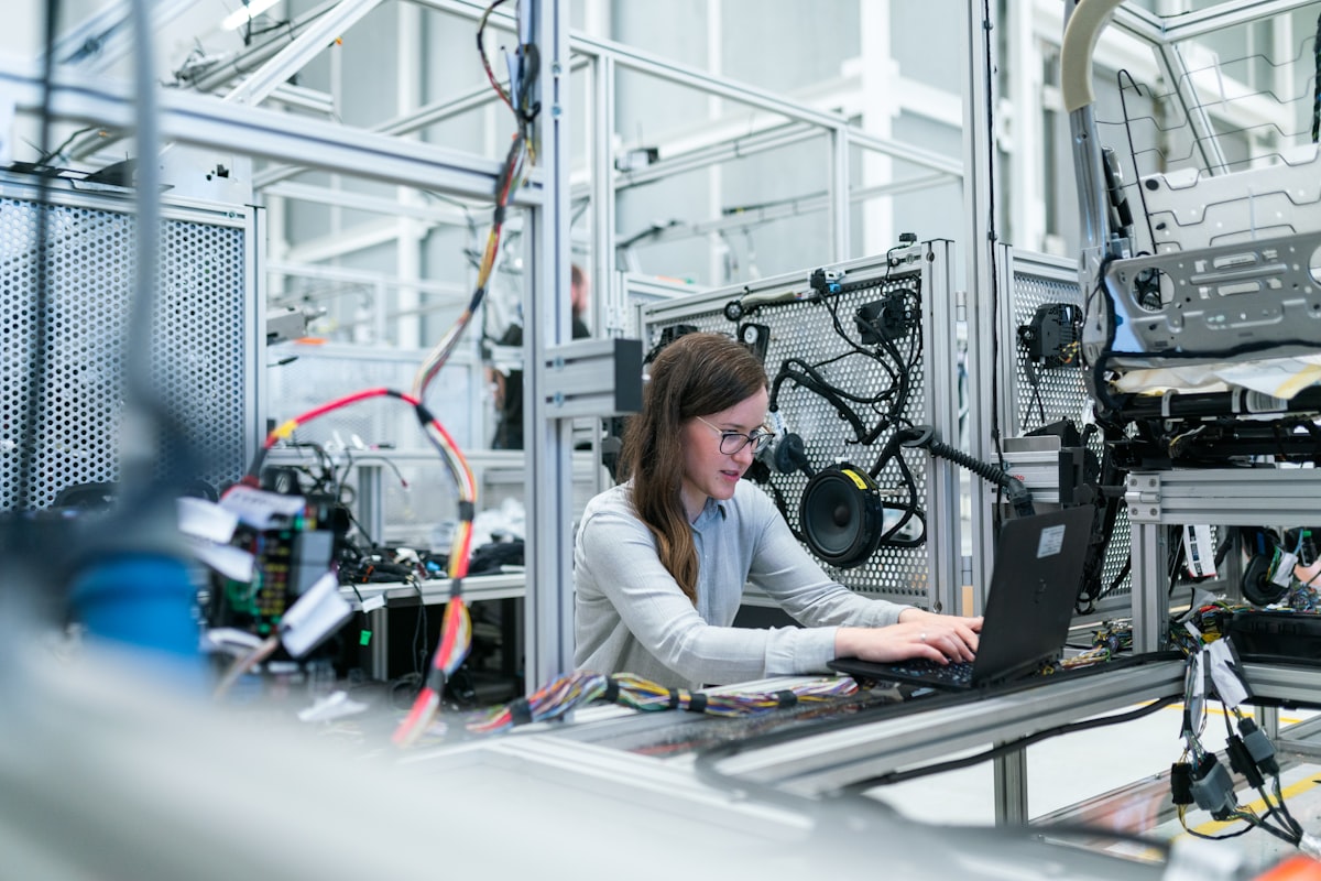 Factory assembly line for electronics